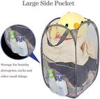 Larpur Popup Mesh Laundry Basket, Collapsible Laundry Hamper Portable Clothes Washing Laundry Hamper with Reinforced Carry Handles for Home, Dormitories, Travel, Apartments (Grey) - Image 5
