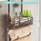 HapiRm Towel Racks for Bathroom Storage - 9 Tier Over The Door & Wall Mount Rolled Towel Storage Organizer Holder with Metal Shelf Basket for Small Bathroom, Camper, Rv - Bronze, Patented - Image 6