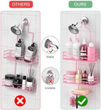 DAOYA Pink 3-Tier Over Head Shower Caddy with Soap Holder & 6 Hooks - Hanging Shower Caddy for Bathroom Organizer - Image 6