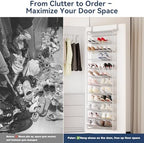 Whitmor 36 Pair Over The Door Shoe Organizer, 12 Tier Hanging Shoe Organizer, Heavy Duty Metal & Mesh Shoe Holder, Hanging Shoe Rack for Closet Organizer & Storage, 74"H x 21.7"W x 7.5"D, Grey - Image 6