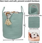 XUANGUO Cotton Rope Laundry Basket Hamper for Clothes Large Light Green - Image 2