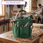 17L Cleaning Caddy with Handle, 600D Oxford Cleaning Supply Caddy with 6 Pockets, Foldable Tool Bucket Organizer for Housekeeping, Gardening, Car Detailing, Traveling, Camping, Green - Image 7