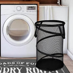 BATTOO 2 Pack Large Collapsible Laundry Basket Foldable Mesh Pop Up Hamper with Handles for Laundry Room, Bathroom, Kids Room, College Dorm, Travel, Storage Organizer Black+White - Image 7