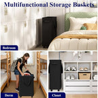 Optish Slim Laundry Basket with Wheels, Black Rolling Hamper for Clothes - Image 6
