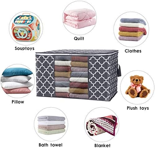 Storage Bags 100L 8 Pack Clothes Organization and Storage Containers | Large Blanketfor Bedding, Comforters, Foldable Organizer with Reinforced Handle, Clear Window, Sturdy Zippers, Grey - Image 4
