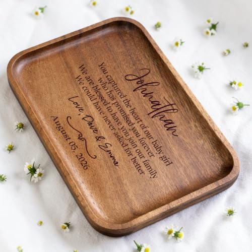 Custom Wooden Valet Tray for Son-in-Law, Personalized Engraved Wood Catchall Tray, Groom Wedding Gift from in-Laws, Welcome New Member Gift for New Son from Bride's Parent - Image 6