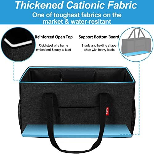 LHZK 2 Pack Extra Large Utility Tote Bag with Metal Wire Frame and the Sides Rinforced, Extra Large Tote Bag with Handle for Pool Beach Laundry Storage (Black) - Image 5
