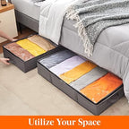 Lifewit 4 Pack UnderBed Storage Bags with Lid, Clothes Storage Boxes Foldable Under bed Storage Organizer with Reinforced Handle Thick Fabric Clear Window for Clothes Blankets Shoes, 65L, Grey - Image 3