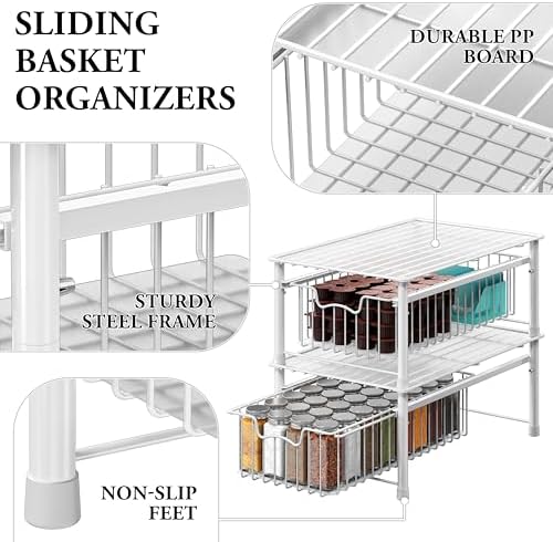 Simple Houseware Stackable Basket Drawer, White - Image 4