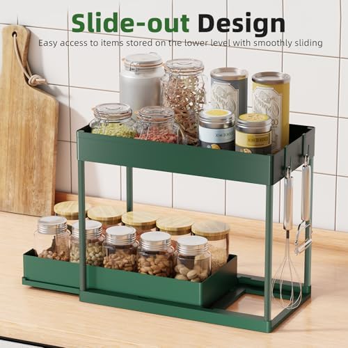Simple Trending Under Sink Organizer 2 Pack, with Sliding Drawer, Green - Image 4