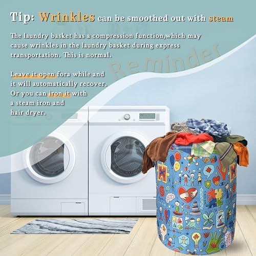 Autism Awareness Laundry Basket Oxford Cloth Foldable Hamper 18.9x16.5In - Image 6
