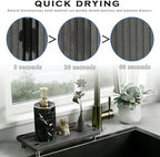 2PCS Instant Dry Sink Caddy for Bathroom Counter, Durable Kitchen Sink Organizer, Diatomite Stone Drying Tray, Upgrade Water Absorbing Stone Tray for Sink, Anti-Slip Stone Soap Tray -Dark Gray - Image 2
