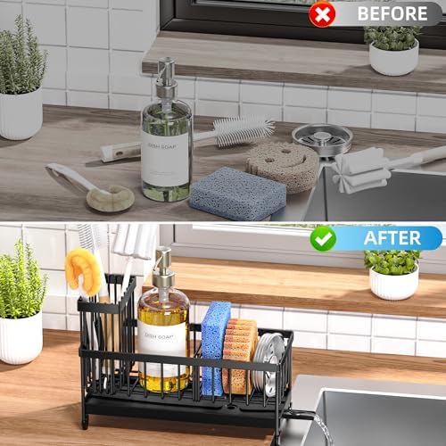 Cisily Sponge Holder for Kitchen Sink, Sink Organizer with Brush Holder - Image 6