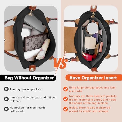 LOUKAYCCI Felt Purse Organizer Insert for Longchamp Le Pliage L Handbag Insert (Large,Gary) - Image 3