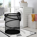 BATTOO Mesh Collapsible Laundry Baskets, Foldable Pop Up Laundry Hamper, Large Laundry Basket Hamper for Laundry, Bathroom, Kids Room, College Dorm, Travel, Camping Black - Image 6