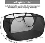 Durable Collapsible Laundry Baskets, Mesh Pop Up Laundry Hamper with Side Pocket, Foldable Clothes Hamper with Reinforced Carry Handles for Laundry, Bathroom, Kids Room, Dorm or Travel 2 Pack Black - Image 3