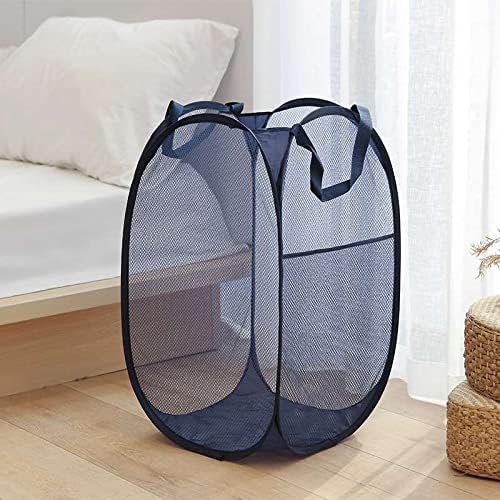 2 Laundry Baskets, pop-up Laundry Baskets, Foldable mesh Laundry Baskets (Each with 2 Reinforced Handles)…, Blue - Image 2