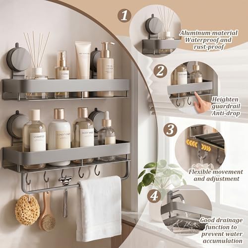 Aluminum Shower Caddy(2-Pack Gray),Shower Shelves for Wall. - Image 2