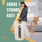 Caroeas 100L Laundry Basket,Large Laundry Hamper, Laundry Bag with Padded Handles, Clothes Hamper Stands Up Well, Collapsible Free Standing Easy Storage Washing Bin (Beige,100L) - Image 2