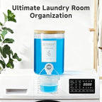 1 Glass Laundry Detergent Dispenser with Bamboo Lid - 120 Oz Liquid Detergent, Laundry Soap & Fabric Softener Dispenser for Laundry Room Organization and Storage with 1 Cups & 4 Labels - Image 3