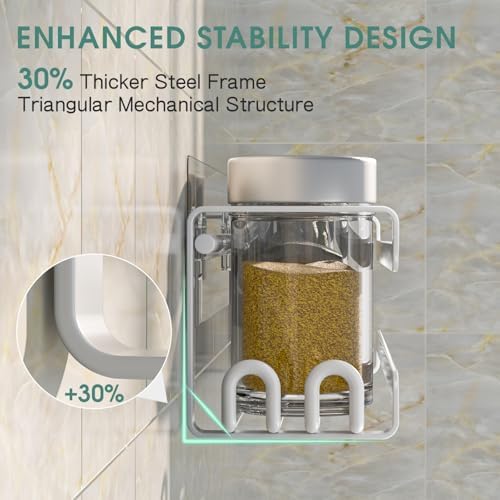 LUCYCAZ 2 Pack Wall Mounted Spice Rack for Spice Jars & Seasonings (White) - Image 3