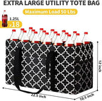 GhvyenntteS Extra Large Utility Tote Bag 2 Pack - Stand Up Utility Tote with Metal Wire Frame & Hard Bottom Board, Reusable Grocery Bags With Handles for Storage, Picnics, Beach, Laundry, Car, Camping - Image 4