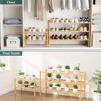 Smiry Bamboo Shoe Rack, 16 Vertical Slats, 3 Tier - 33.7" Wide, Natural - Image 5