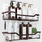 Kitsure Shower Caddy, Adhesive Shower Organizer, Large, Brown by Kitsure
