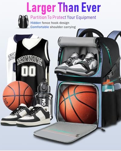 LOINTET Basketball Bag Backpack with Ball Holder Shoes Compartment, Large Basketball Accessories Sports Bag - Image 3