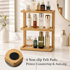 PEKER Bamboo Bathroom Organizer Countertop – Vanity Storage Shelf for Makeup, Perfume, Skincare – Natural Cosmetics Display Rack for Dresser, Sink, Kitchen – Natural - Image 6