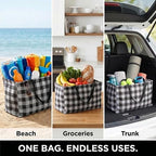 Household Essentials Black and White Plaid Krush Container All-Purpose Utility Tote - Image 5