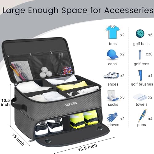 YOREPEK Golf Gifts for Men, 2 Layer Golf Trunk Organizer for 2 Pair Shoes - Image 3