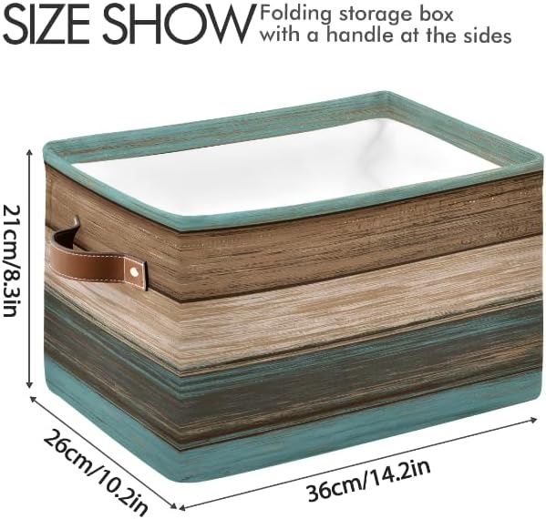 Wood Print Rectangular Storage Basket Not Real Wood Retro Vintage Organizer Bin Shelf Baskets For Clothes Gifts For Home Office Dorm - Image 3