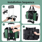 Large Rolling Cleaning Caddy Bag with Wheels, Cleaning Bag with Detachable Trolley, Cleaning Bags on Wheels for Housekeepers, Cleaning Cart Supplies Organizer for Home, Car, Picnic (Green) - Image 6