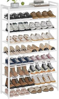8 Tier Shoe Rack Organizer for 32-40 Pairs, Tall Metal Shoe Storage Shelf with Wood Top, Adjustable Boot Space, Narrow Design for Entryway Closet,White by Unknown
