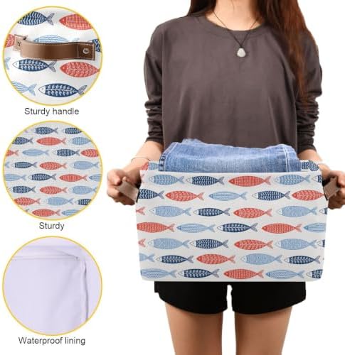 Fish Rectangular Storage Basket Organizer Bin Shelf Baskets For Clothes Gifts For Home Office Dorm - Image 7