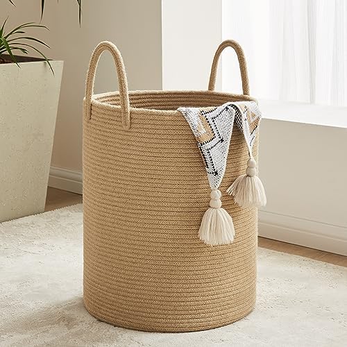 YOUDENOVA Cotton Laundry Hamper, 72L - Woven Collapsible Basket - Jute Brown by YOUDENOVA