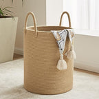 YOUDENOVA Cotton Laundry Hamper, 58L - Woven Collapsible Storage Basket - Jute Brown by YOUDENOVA
