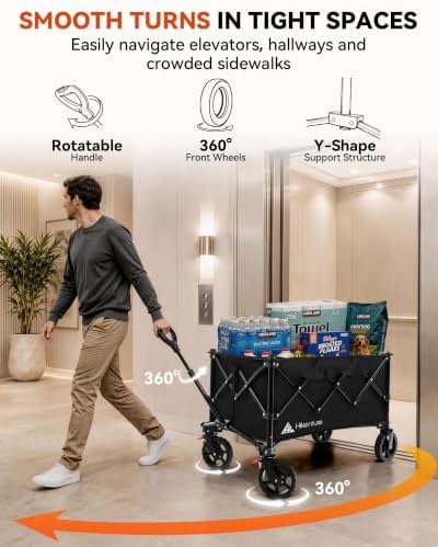 Hikenture Wagons Carts Foldable 330LBS, Heavy Duty Collapsible Wagon - Image 5
