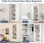 Whitmor 36 Pair Over the Door Shoe Rack,12 Tier Hanging Shoe Organizer with Metal Frame & Mesh Shelves, Heavy Duty Shoe Storage Holder for Door, No Drill Installation, 74" H x 21.7" W x 7.5" D, Oat - Image 7