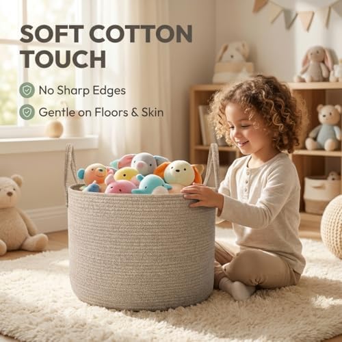 JMvicyroam 115L Extra Large Machine Washable Cotton Rope Blanket Basket - Image 4