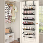 BUKFEN 6-Tier Adjustable Metal Shoe Rack, Over Door & Wall Mount Organizer - Image 2