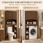 VINGLI Over-the-Toilet Storage Cabinet, 31.5" W Dark Walnut Bathroom Space Saver with Fluted Curved Doors, Adjustable Shelf, Reversible Side Shelves, Toilet Paper Holder and Anti-Tip Kit - Image 6