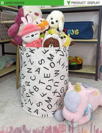 Round Laundry Basket Collapsible Storage Hamper Organizer Alphabet - Image 3