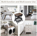 Melody House 2-Tier Metal Utility Rolling Cart Storage Organizer with Cover Board Mobile Trolley Sofa Side Table with Wheels for Office Home Kitchen Organization Black - Image 5