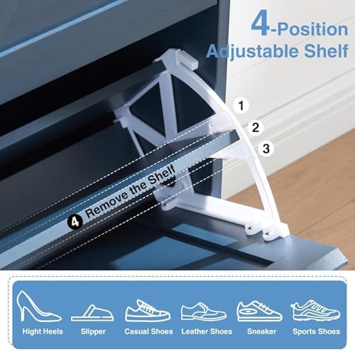 Barnyatoh Farmhouse Shoe Storage Cabinet,Shoe Organizer with 4 Flip Drawers - Image 4