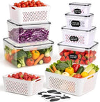 6 PCS Large Fruit storage Containers for Fridge ,Food Storage Containers by Freshmage