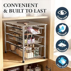 Simple Houseware Stackable 3 Tier Sliding Basket Organizer Drawer, Chrome - Image 5