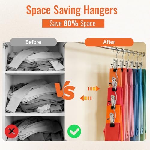30 Pack Pants Hangers with Clip，Legging Organizer and Jean & Shorts Hangers - Image 4