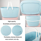 rejomiik Portable Plastic Shower Caddy Basket Organizer with Handles, Blue - Image 3